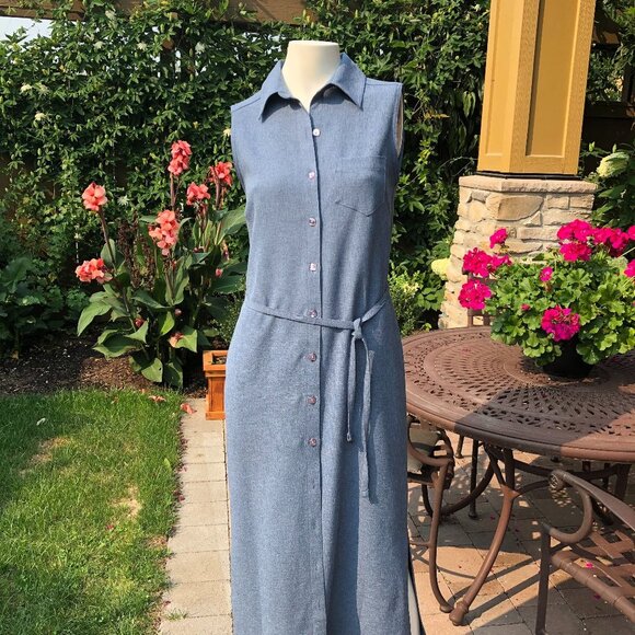 Option Elle Slvless Maxi Shirt Dress Blue S - Picture 2 of 15